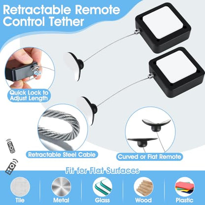 12 PCS Retractable Remote Control Tether 6.6ft/2m Remote Leash Remote Rescue for TV Remotes Game Controllers and Tablets Remote Control Security for Home Showroom Hotel - size: 6.6FT-12PCS