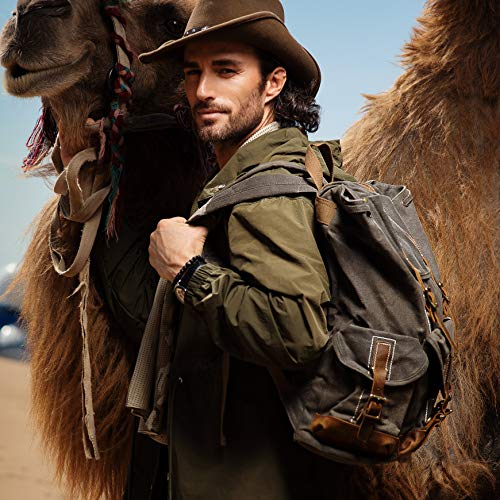 Heavy-Duty Waxed Canvas Rucksack Backpack - color: Dark Brown, size: 400 x 340 x 190 mm - Standard