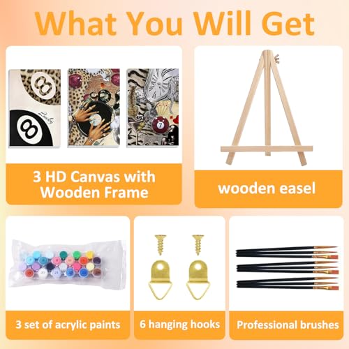 Mandun Leopard Paint by Numbers Kit for Adults, 3 Pack, 7.8x11.8 inch - color: 3 Pack Leopard