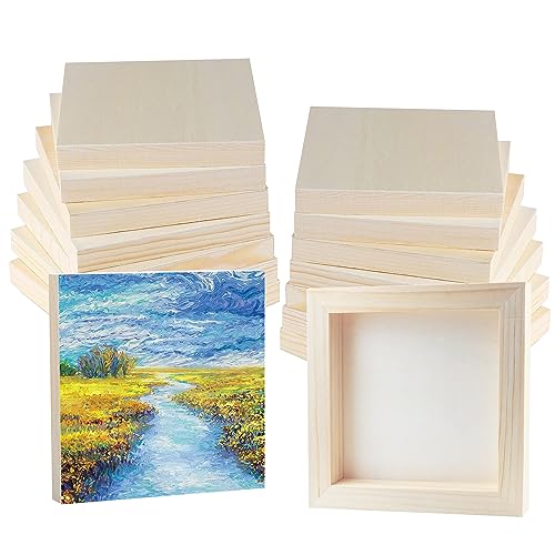 Square Wood Panels Unfinished Wooden Canvas Painting Board 16 Pcs - size: 4inch