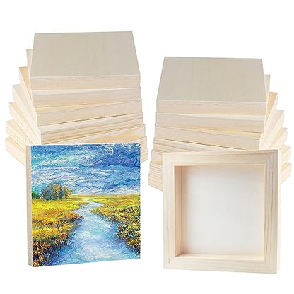 Square Wood Panels Unfinished Wooden Canvas Painting Board 16 Pcs - size: 4inch