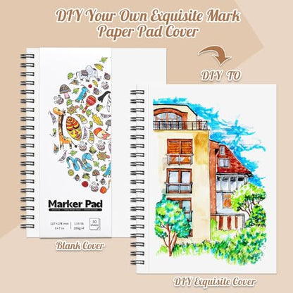 5×7 Marker Paper Pad, 30 Sheets, 200gsm Double-Sided Bleedproof Paper - size: 5×7 Inch (1 Pack)