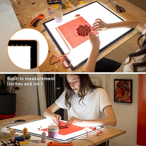Daylight Wafer 3 Light Pad (A2+) Dimmable with Memory Function, Perfect for Tracing, Sketching, Scrapbooking and Other Craft Projects,18X23.5 inches, Black - style: Wafer3 (A2+)