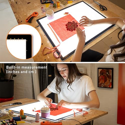 Daylight Wafer 3 Light Pad (A2+) Dimmable with Memory Function, Perfect for Tracing, Sketching, Scrapbooking and Other Craft Projects,18X23.5 inches, Black - style: Wafer3 (A2+)