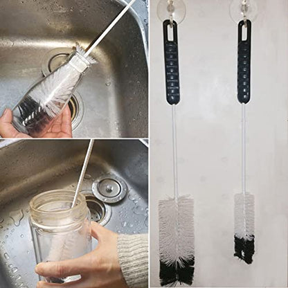 NewFerU Bottle Brushes Thin Long Handle X 4, Soft Nylon Slim Wire Set