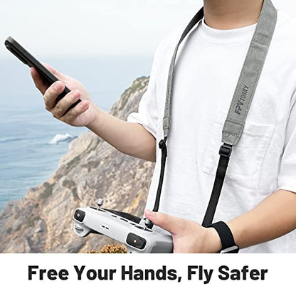 FPVtosky Neck Lanyard with Joystick for DJI RC/RC 2, Compatible with DJI Lito X1/Mini 5/4 Pro/3 /Avata 360/Air 3S Remote Controller Accessories, PU Leather Shoulder Strap and 1 Pair of Rocker