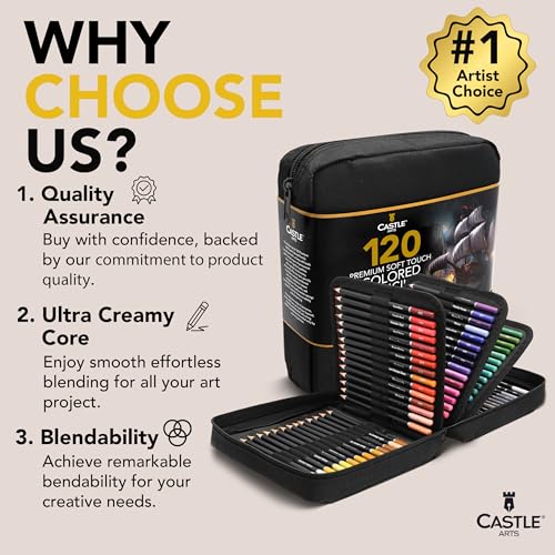 Castle Art Supplies 120 Colored Pencils for Adults - Professional Quality