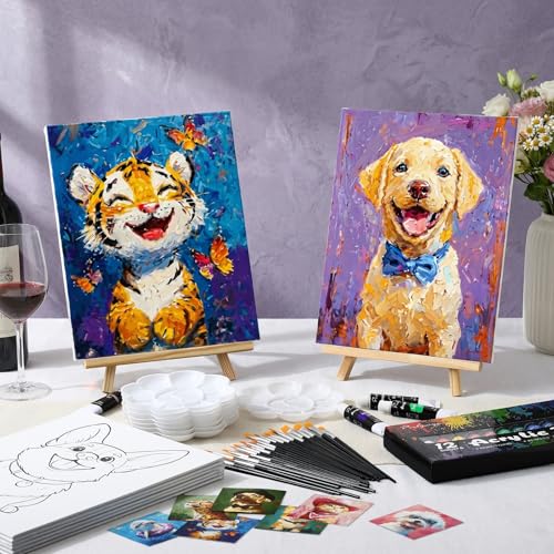 Cholemy 36 Pcs Paint and Sip Kit Gift for Adults 8''x10'',Animal - style: Animals