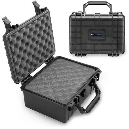 CASEMATIX 9" Waterproof Hard Case with Customizable Foam for Portable Electronics, Tools and Accessories - Hard Shell Plastic Case with Pre-Diced Travel Case Foam Interior - size: 9"