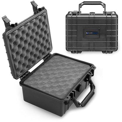 CASEMATIX 9" Waterproof Hard Case with Customizable Foam for Portable Electronics, Tools and Accessories - Hard Shell Plastic Case with Pre-Diced Travel Case Foam Interior - size: 9"