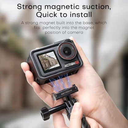 REYGEAK Quick Release Mount for DJI OSMO 360/Action 5 Pro/4/3,Magnetic Adapter Mount with Dual-Claws for DJI Osmo Action Accessories(2 Pack)