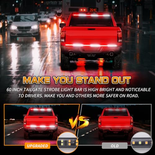 XRIDONSEN 48 inch Red White Tailgate Emergency Lights 288 LED Strobe Lights - color: Red/White