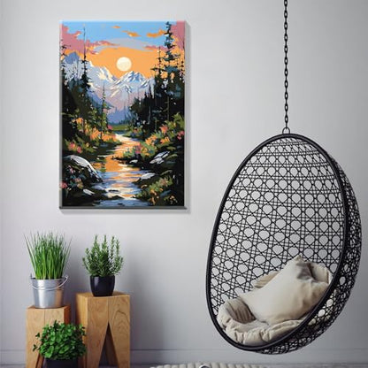 JOOZ Mountain Paint by Number for Adults with Frame, 8x12 Inch - color: Montain Sunset