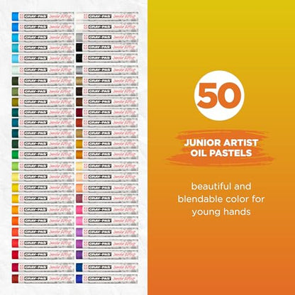 SAKURA Cray-Pas Junior Artist Oil Pastel Set, 50 Sticks - style: 50 Count (Pack of 1)