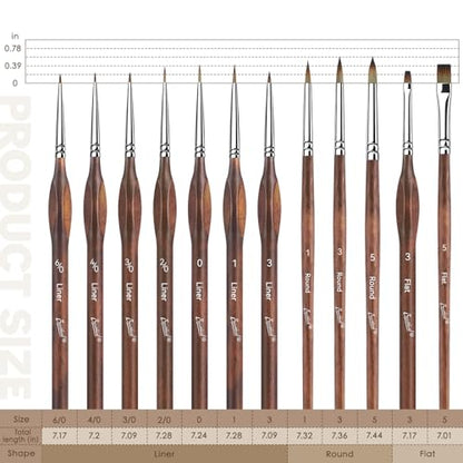 Bougimal 12 Pcs Detail Paint Brushes Set, Fine Detailing & No Shedding