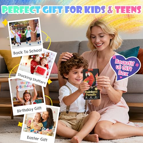 24 Pcs Rainbow Pencils Multi-Color Pencils for Kids Art Supplies 2 Boxes