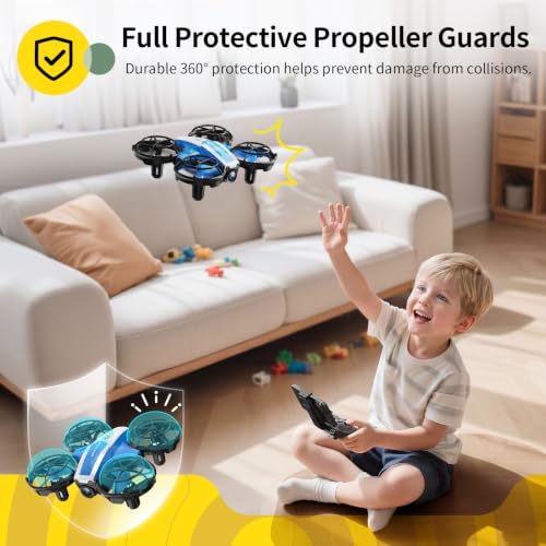 Holy Stone Mini FPV Drone with 1080P HD Camera for Kids & Beginners, RC Nano Quadcopter with Optical Flow Hover, Gesture Control, 3D Flips, 3 Batteries, Great Gift Toy for Boys and Girls, HS210P Blue - color: Blue