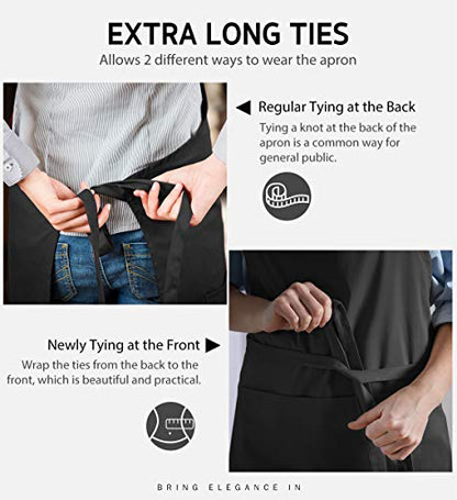 Syntus Apron for Men Women, Adjustable Cooking Kitchen Apron with 2 Pockets - color: Basic Black, style: 2 Polyester Blend