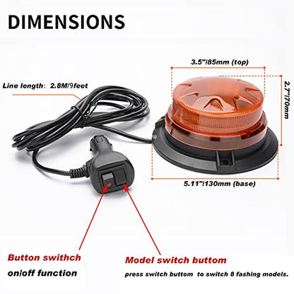 Amber Yellow Led Emergency Strobe Beacon Lights for Car 12V 24V 24-LEDs - color: #1 Amber
