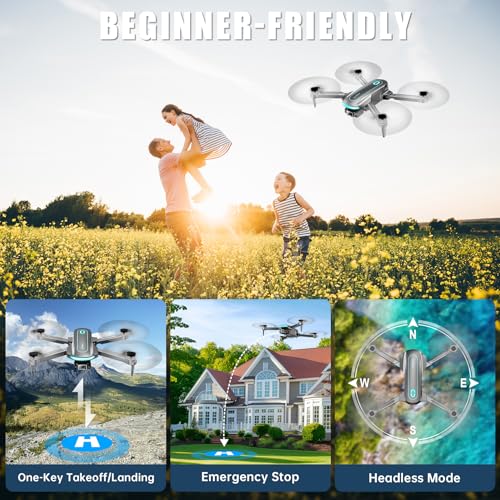 Drone with Camera for Adults and Beginners, 1080P HD FPV Foldable Mini Drones for Kids, 2 Batteries, Carrying Case, Trajectory Flight, Gravity Control, One-Key Takeoff/Landing, 360° Flip, Gift for Boy