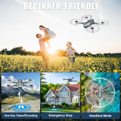 Drone with Camera for Adults and Beginners, 1080P HD FPV Foldable Mini Drones for Kids, 2 Batteries, Carrying Case, Trajectory Flight, Gravity Control, One-Key Takeoff/Landing, 360° Flip, Gift for Boy