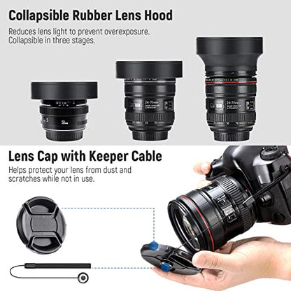 NEEWER 49mm ND Lens Filter Kit: UV, CPL, FLD, ND2, ND4, ND8, Hood, Cap - size: 49mm