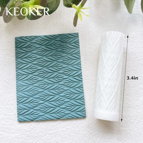 KEOKER Polymer Clay Texture Roller - Great for Making Earrings, Like Texture Sheets, Works with Clay Cutters (Boho Leaves) - color: boho leaves