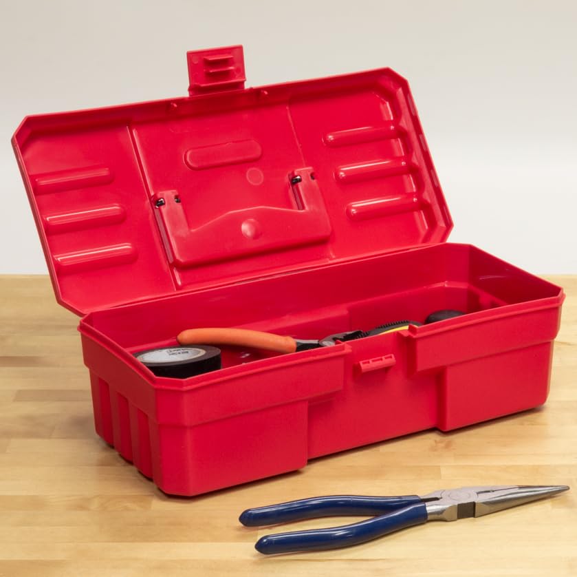 Akro-Mils 12-Inch ProBox Plastic Toolbox for Tools, Hobby or Craft Storage Toolbox, Model 09912, (12-Inch x 5-1/2-Inch x 4-Inch), Red