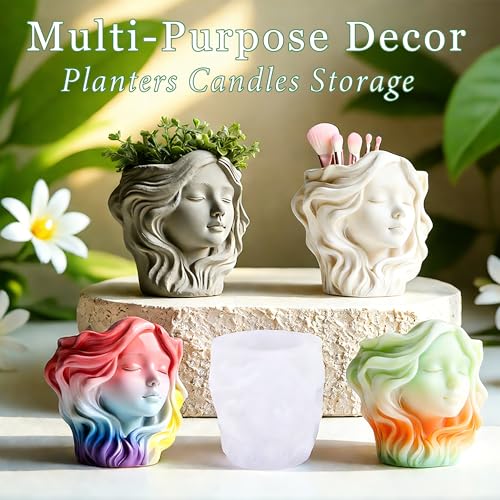 3D Face Resin Casting Molds, Head Planter Silicone Molds for Epoxy - color: Woman Resin Mold