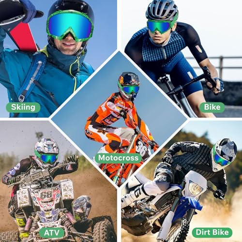 Dirt Bike ATV Goggles 2 Pack - color: Spider Green Frame + Black Frame