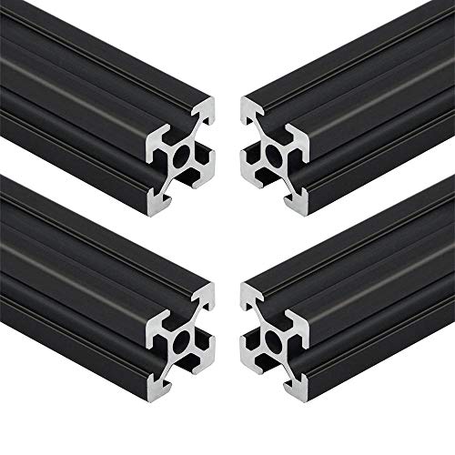 4pcs 200mm T Slot 2020 Aluminum Extrusion European Standard Anodized Linear Rail for 3D Printer Parts and CNC DIY Black(7.874inch) - color: Black, size: 4PCS 200mm(7.87'')