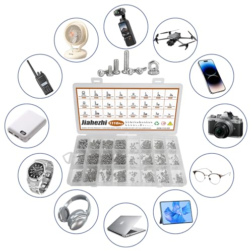 1110Pcs Metric Micro Screws & Nuts Kit, M1 M1.2 M1.4 M1.6 M2 M2.5 - size: M1/1.2/1.4/1.6/2/2.5-1110 Pcs