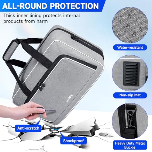 LEFOR·Z Travel Carrying Case Fits for PS5/PS5 Pro/PS4 with Thick Padding - color: Grey