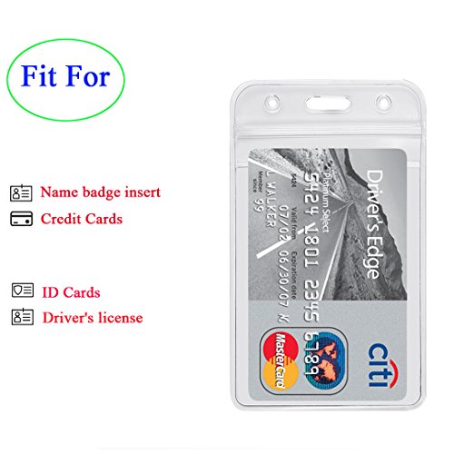 YOUOWO 2Pack Blue Red Lanyards with Clips and Vertical ID Badge Holders - color: Red&blue - 2 Pack