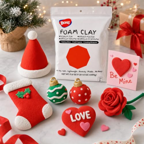 BOHS Foam Clay, Red Air Dry Modeling Clay, 1.1 lb - color: Red, size: 500 g