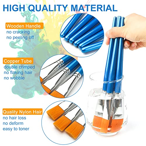 GACDR 1 Inch Flat Paint Brushes, 12 Bulk Acrylic Brushes for Watercolor - size: 1 inch 12 pieces