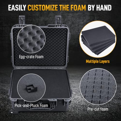 Lykus HC-4920 Hard Case with Wheels and Foam, Inner Size 18.5*13.78*7.28in - size: HC-4920