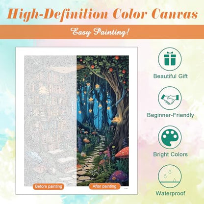 Kalonyth Book Tree Paint by Numbers Kit for Adults, 16x20 inch, No Framed - color: OP-US14