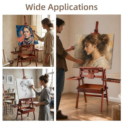 Horizontal Beechwood Studio Easel with Drawer and Palettes, Walnut - style: Horizontal Walnut