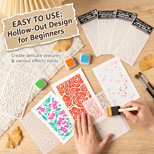 16PCS Large Flower & Leaf Stencils for Painting, Crafts Reusable - color: 3.8 x 6.9in Flower & Leaf Stencils