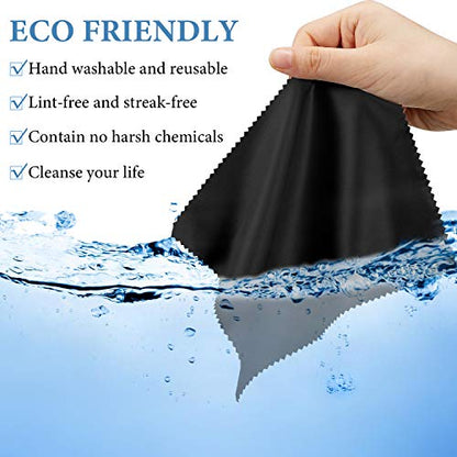 Frienda 50 Pcs Microfiber Glass Cleaning Cloths Lens, Black - color: Black