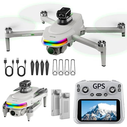 4K Drone with Camera for Adults & Beginners, 5.5" HD Touchscreen Remote, 30-Min Flight, Brushless Motor, Smart Obstacle Avoidance, One-Key Return, Foldable RC Drone Under 260g
