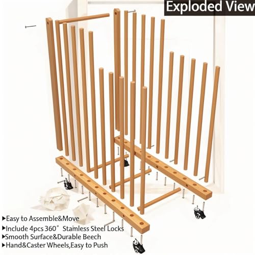 Large Art Storage Rack with Wheels, Art Canvas Boards Rack Art Storage with Handle & Caster Wheels for Drawing Board, Panel, Paper Pad for Gallery, Art Studios, Artworks