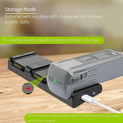 Hanatora Two-Way Charger Hub for DJI Air 3S,Air 3 Battery,Storage Charging Three Batteries in Sequence,Multi-Function Charge Drone Accessories