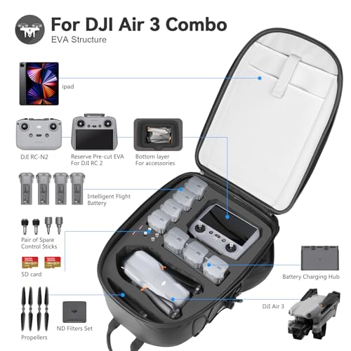 Smatree Professional Backpack for DJI Air 3 - color: Black- For DJI Air 3