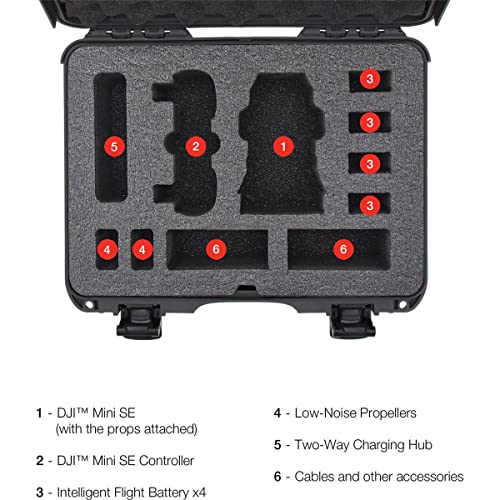 NANUK 910 Waterproof Hard Case with Foam Insert for DJI Mini SE Fly More Kit - Black (910-MAVMSE1)