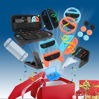 23 in 1 Accessories Family Bundle Game Kit for Nintendo Switch 2 - color: Switch 2 Kit-Orange Blue