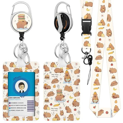 Capybara for ID Badge Holder, Cute Capybara ID Badge Holder - color: Capybara-brown