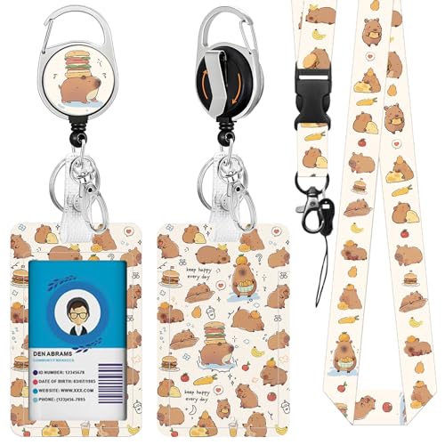 Capybara for ID Badge Holder, Cute Capybara ID Badge Holder - color: Capybara-brown