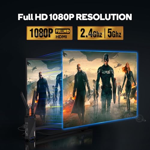 Wireless HDMI Receiver,Receiver Only,1300FT Wireless HDMI Extender Kit with Loop Out,1080P Full HD for Streaming from DSLR,Laptop,Setop Box to TV/Projector IR Remote Control Support,Up to 1TX to 5RXs - style: 1 RX ONLY